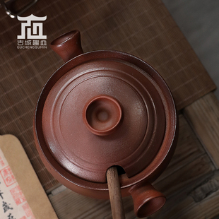 古陶煮茶煲小号白黑普洱花茶壶围炉煮茶壶带盖子家用火锅陶壶碗复