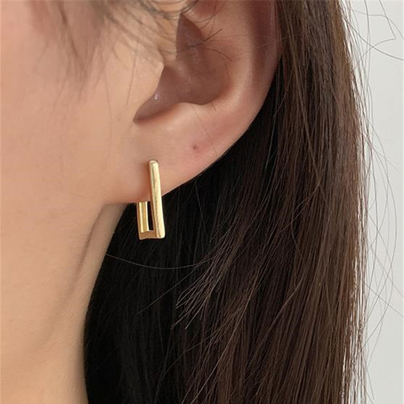 推荐Square Geometric Earrings For Women Rectangular Gold Met