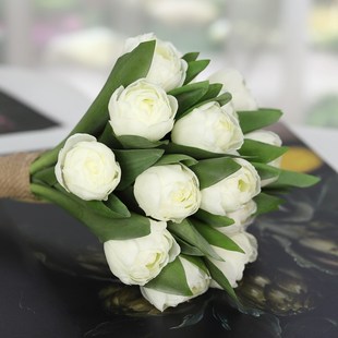 郁金香花束假花仿真花摆设客厅装 饰花艺摆件绢花塑料花餐桌花摆花