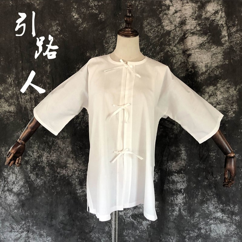 新品白孝衣丧服纯白短袖长袖孝衫出殡衣服葬礼穿孝衣对襟系带白衣 商业/办公家具 骨灰盒 原图主图