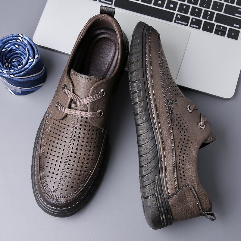 男鞋2024夏季新款镂空皮鞋软底软面透气洞洞鞋防滑包头凉鞋男休闲,流行男鞋,洞洞鞋,淘宝优惠券,粉丝福利购,淘宝优惠卷