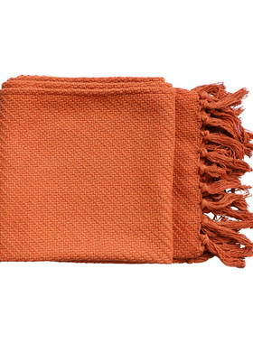 北欧纯色加大床尾巾民宿酒店加厚床尾毯搭巾床旗床盖橙色软装搭毯