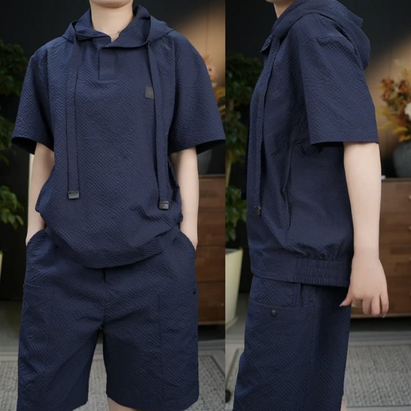 夏季轻奢时尚薄款速干短袖短裤运动套装休闲男女款宽松透气两新品