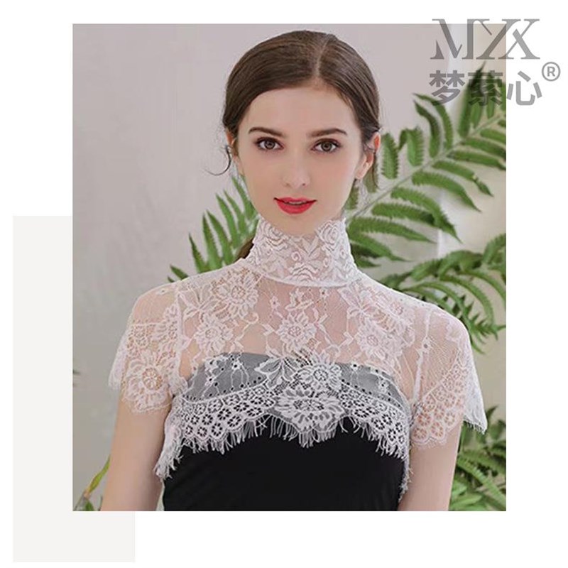 小众高货夏天假领子百搭女蕾丝小披肩坎肩薄短款防晒斗篷衫外搭短