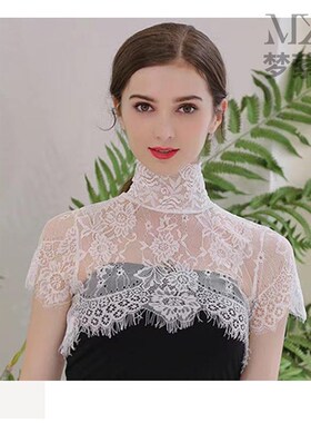 小众高货夏天假领子百搭女蕾丝小披肩坎肩薄短款防晒斗篷衫外搭短