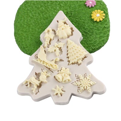 Silicone Christmas Tree Santa Claus Elk Sled  Mold Chocolate
