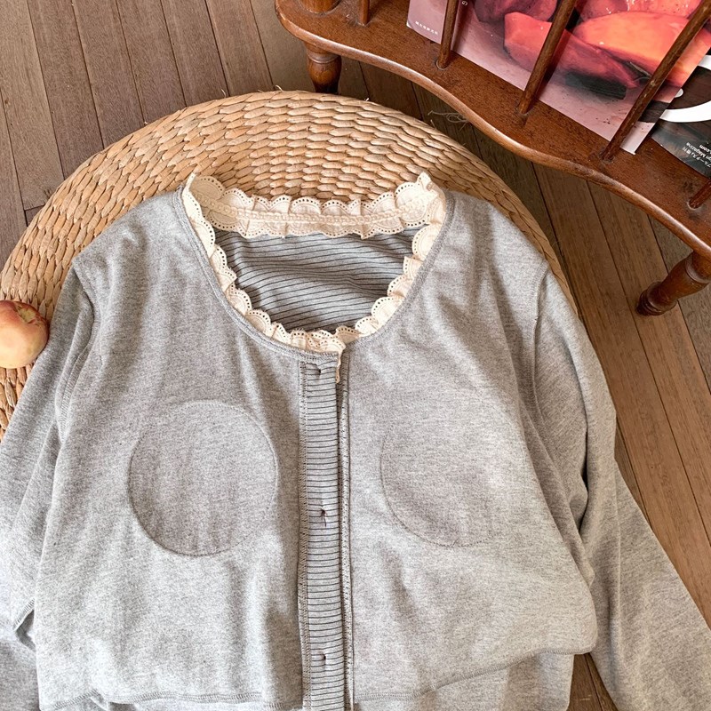 秋冬磨毛绒带胸垫哺乳睡裙产后月子服宽松条纹10月11待产孕妇睡衣