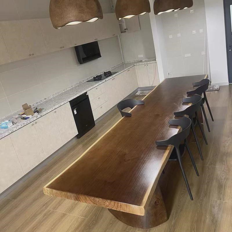 原木定作自然边整板松木不规则边大板吧台面板办公桌实木茶桌茶台