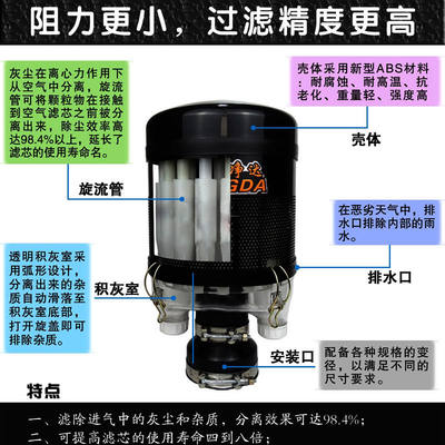 超净达空气滤芯滤清器收割机挖掘机拖I拉机装载机空气预滤器除尘