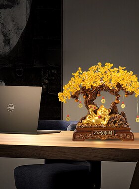 八方来财发财树招财猫摆件客厅店铺收银台装饰工艺品乔迁开业礼物