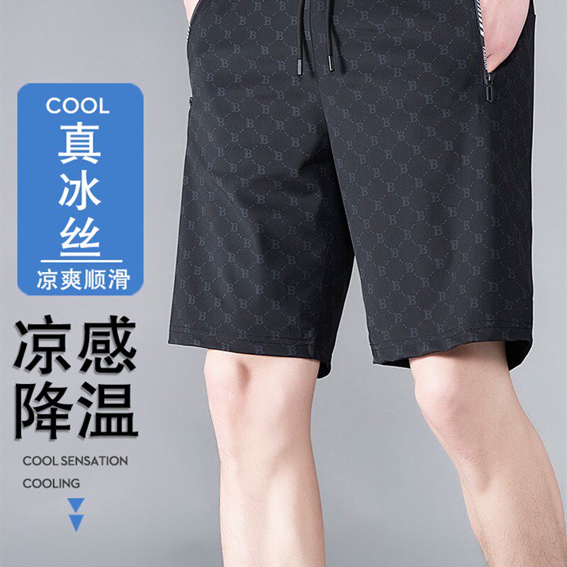 欧货冰丝休闲短裤男夏季外穿大码速干透气运动五分裤国际潮牌中裤