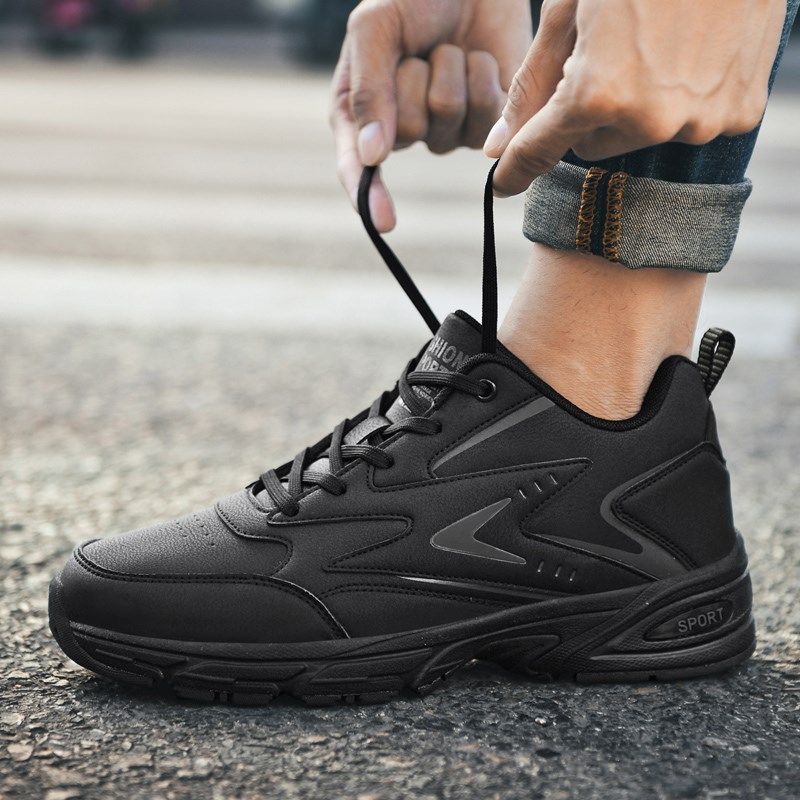 冬季增高鞋男10cm跑步运动鞋男士内增高8cm6cm防水皮面休闲男鞋潮