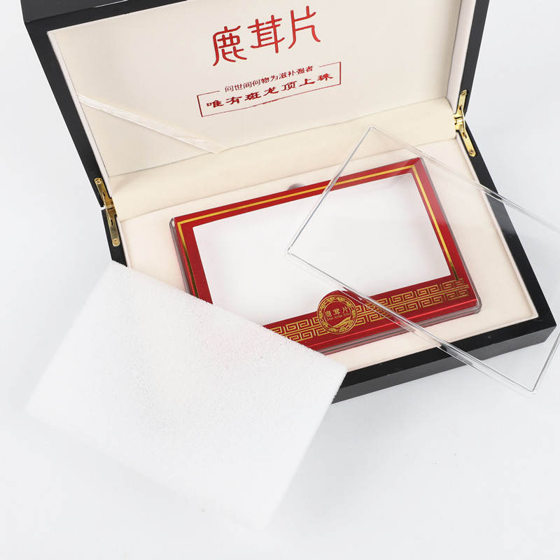 现货大红鹿茸片包装盒鹿茸空礼盒木盒20克50克Q装鹿茸蜡片礼品盒