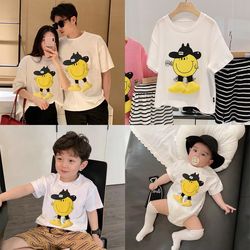 高货现货速发立体趣味亲子装一家三口夏装t恤衫婴儿幼儿园亲子活