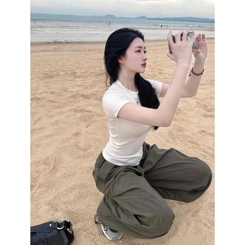 热销酷飒拽姐辣妹工装裤套装女夏装一整套搭配显瘦时尚休闲运动两