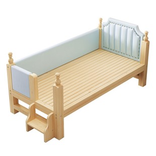 儿童床拼接床实木婴儿床加宽单人床女孩男孩公主床侧边软包带护栏