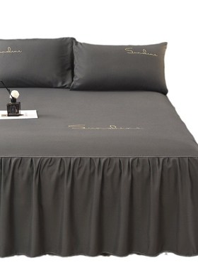 大红色床裙单件公主风婚礼婚庆红色婚床铺床床单带裙边床围裙罩