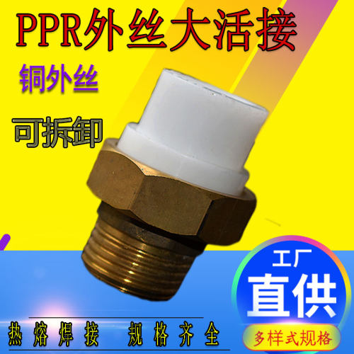 PPR铜外丝大活接头内牙拆卸暖气水泵连接补芯6分牙1寸32管材配件