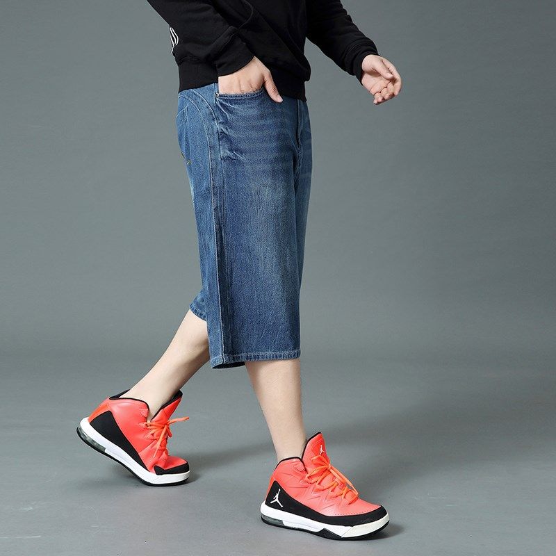 夏季男士七分裤加肥加大中裤宽松牛仔裤子7分裤休闲短裤过膝男裤,男装,牛仔裤,淘宝优惠券,粉丝福利购,淘宝优惠卷
