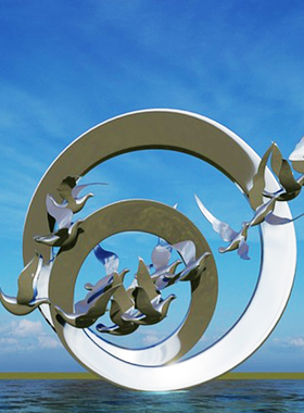 城市广场大雁南飞抽象艺术品雕塑园林景观不锈钢金属创意落地摆件