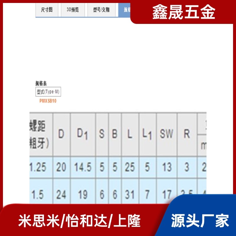 旋转柱塞 简易型 PMXSB PMXSM PMXYSB PMXYSM8/10同米思米