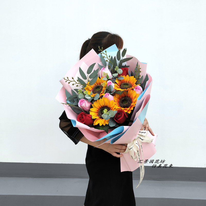 仿真花束手捧花颁奖舞台献花交车假花毕业季拍照教师节玫瑰绢花