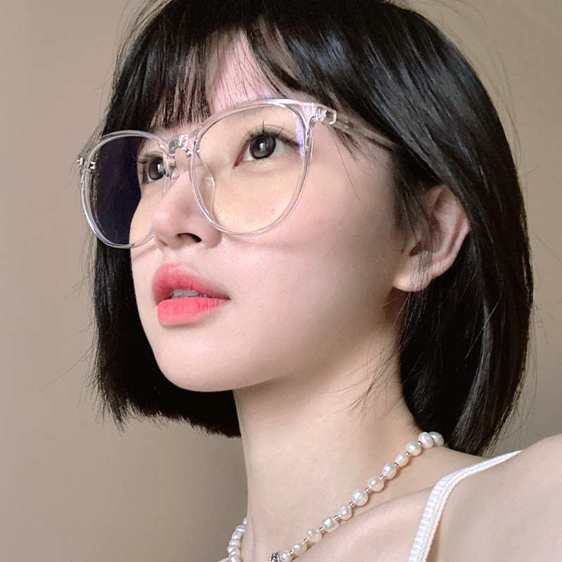 透明眼镜框女超大框显脸小可配近视带度数韩版潮素颜细边眼睛框架