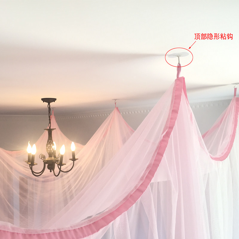 金卧四季可用宫廷蚊帐落地加密现代家居装饰双色S免安装蚊帐公主