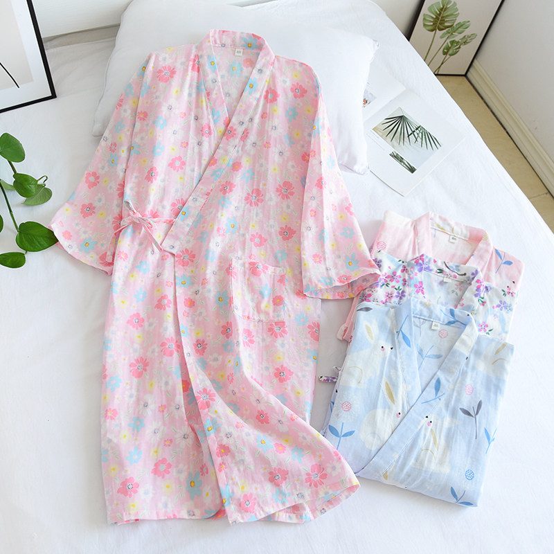 日式纱布和服睡袍女睡裙浴袍夏秋季薄长袖温泉汗蒸服浴衣睡衣,女士内衣/男士内衣/家居服,睡袍/浴袍,淘宝优惠券,粉丝福利购,淘宝优惠卷
