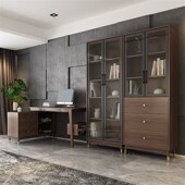 玻璃门酒柜餐柜一体靠墙立柜子简约现代客厅储物书柜高柜展示柜