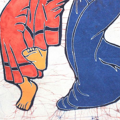 手工艺品布艺蜡染画少数民族风情人画云南特色装饰画傣族风象脚鼓