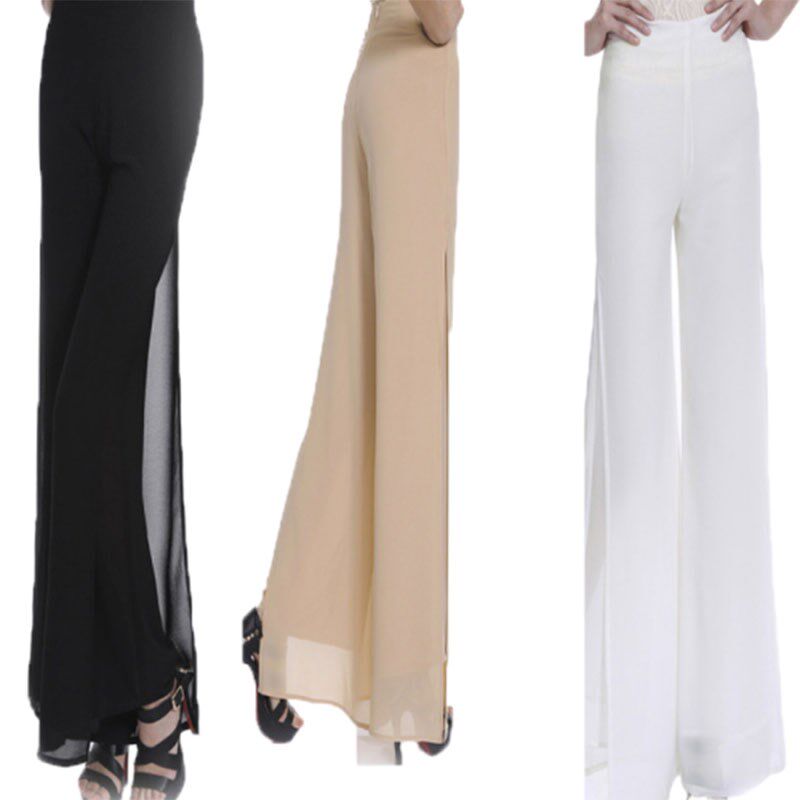 女式开叉跳舞雪纺宽松薄款扩腿裤夏天甩裤垂感阔腿裤长裤裤子夏裤