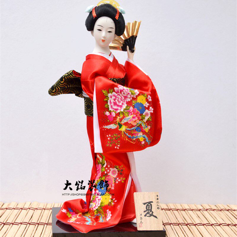 特价12寸日本人偶日式和服娃娃木偶人形艺妓装饰摆件家居工艺品