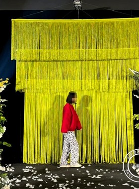 绿色婚庆线帘2024新款高特密加厚舞台吊顶装饰道具婚礼垂直线帘