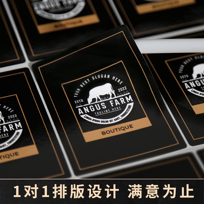 pvc不干胶标签贴纸定制防水防油撕不破透明logo商标订做卷标印刷