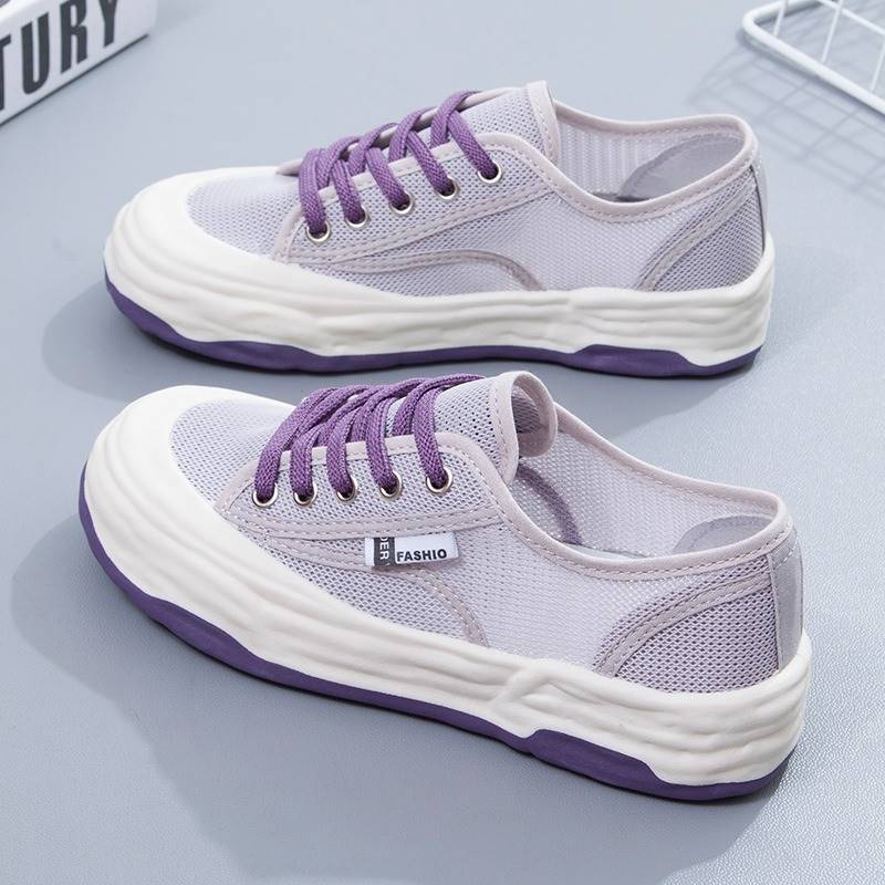 帆布鞋女2023夏季透气网面运动鞋子网红超火学生休闲板鞋百搭网鞋