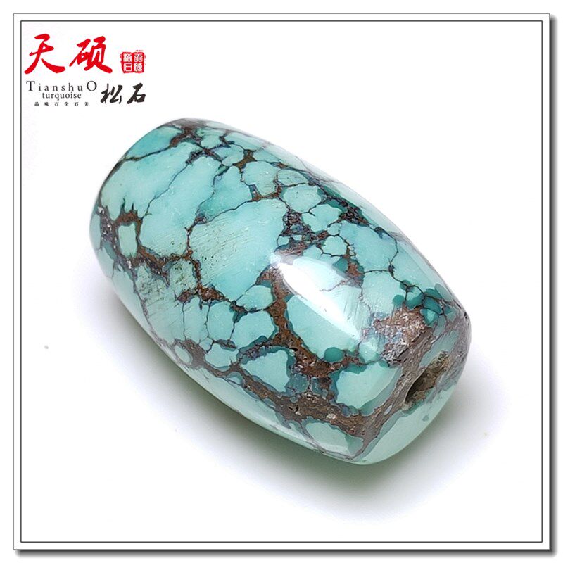天硕松石原矿高瓷无优化绿松石桶珠顶珠单珠多铁线名族风锁骨链