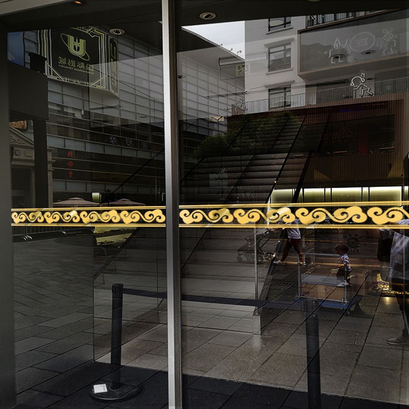 现货店铺橱窗腰线k贴画防撞条提示美化玻璃门贴纸中国风墙贴简约