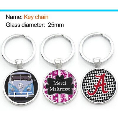 Custom !!!     25mm  glass picture art key chains   DZ913