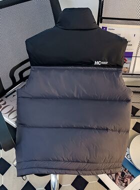 羽绒棉服马甲男士外套宽松2024秋冬F季立领时尚拼色休闲保暖背心