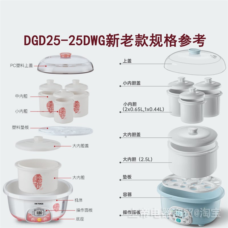 隔水炖电炖盅DGD25-25DWG/25DBG/25ZWG塑料盖2.5L锅盖盖配件