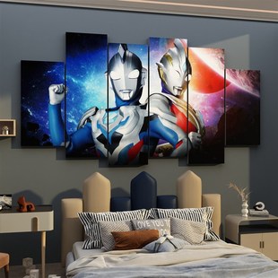 儿童房间布置奥特曼墙面装 饰画海报男孩童卧室床头背景墙贴纸自粘