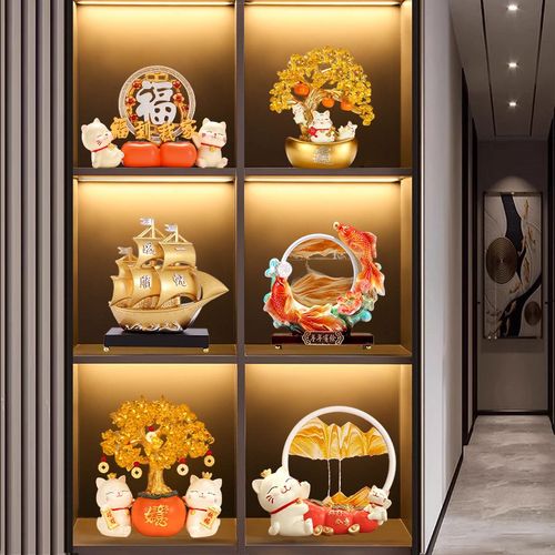 中式电视柜装饰摆件家居博古架中国风装饰品客厅酒柜高档乔迁新居