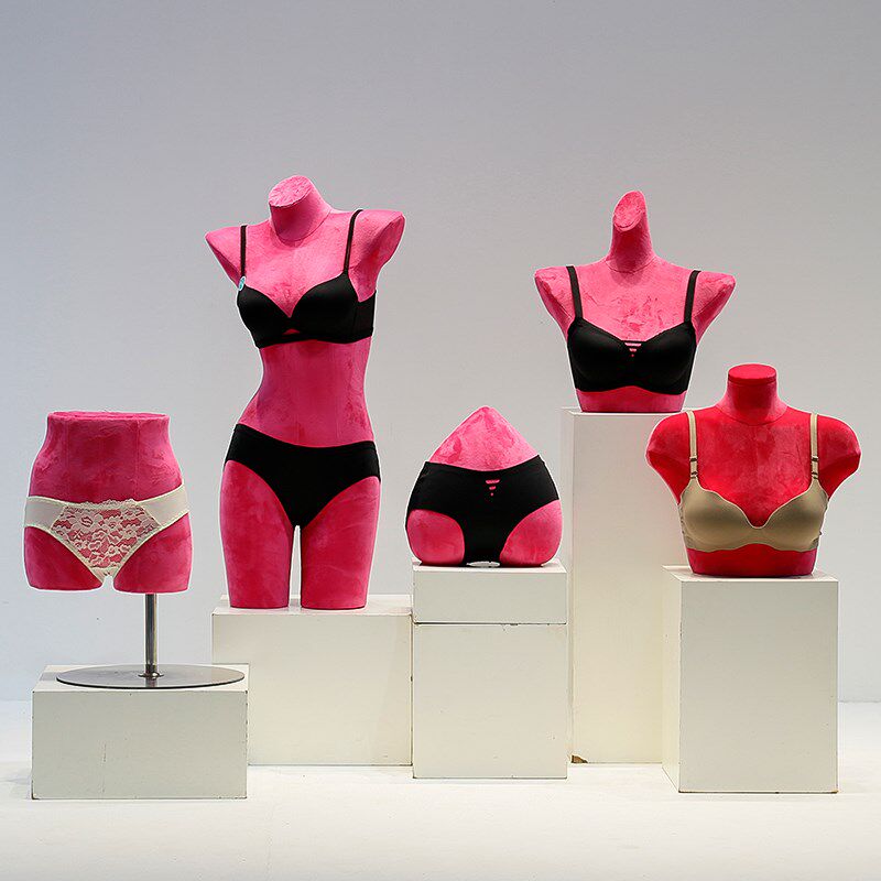 服装店彩色丝绒内衣模特道具女半身人台文胸展示架人体内裤模特架