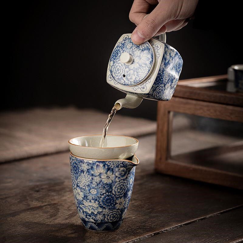 老陶泥茶壶手工家用四方陶瓷单壶家用功夫茶具配件开片可养泡茶器