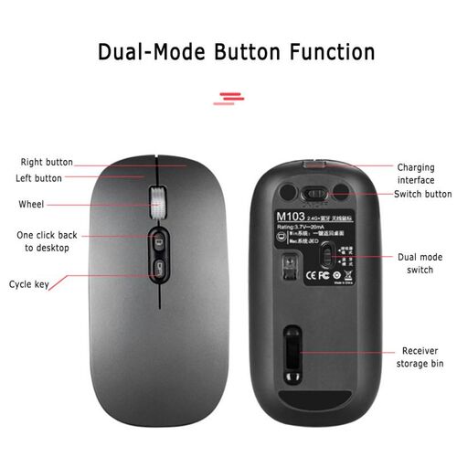 Silent Wireless Mouse 2.4G Ergonomic Mice 1600DPI 5 Button O