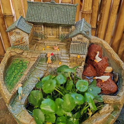 微景观流水古法鱼缸水循环造景过滤器打氧养鱼生态缸庭院水培水景