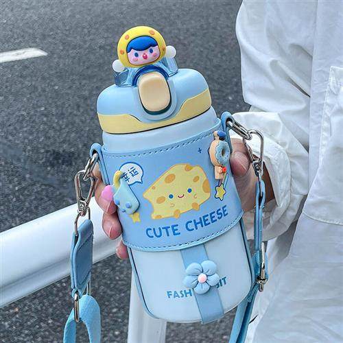 高档 可爱保温杯少女心吸管杯儿童带背带斜挎T不锈钢防摔水杯,农用物资,苗木固定器/支撑器,淘宝优惠券,粉丝福利购,淘宝优惠卷