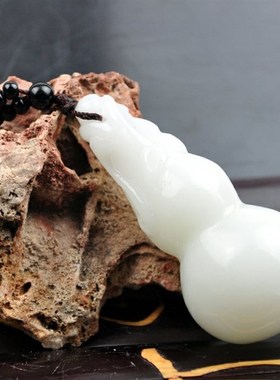 新疆和田羊脂白玉福禄寿手把件z羊脂玉葫芦把玩件老坑玉葫芦手玩