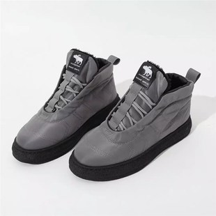 巨保暖!冬季新品男士户外加绒一脚蹬帆布棉鞋休闲半高帮鞋男鞋潮